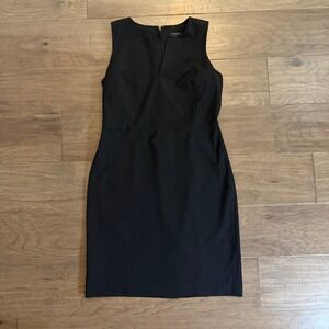Ann Taylor Petite Black Sleeveless Split Neck Sheath Dress 6P 457581